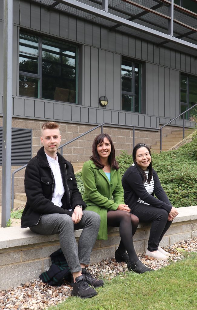 The lab in fall 2021: David, Vanessa, and Lily (left to right)