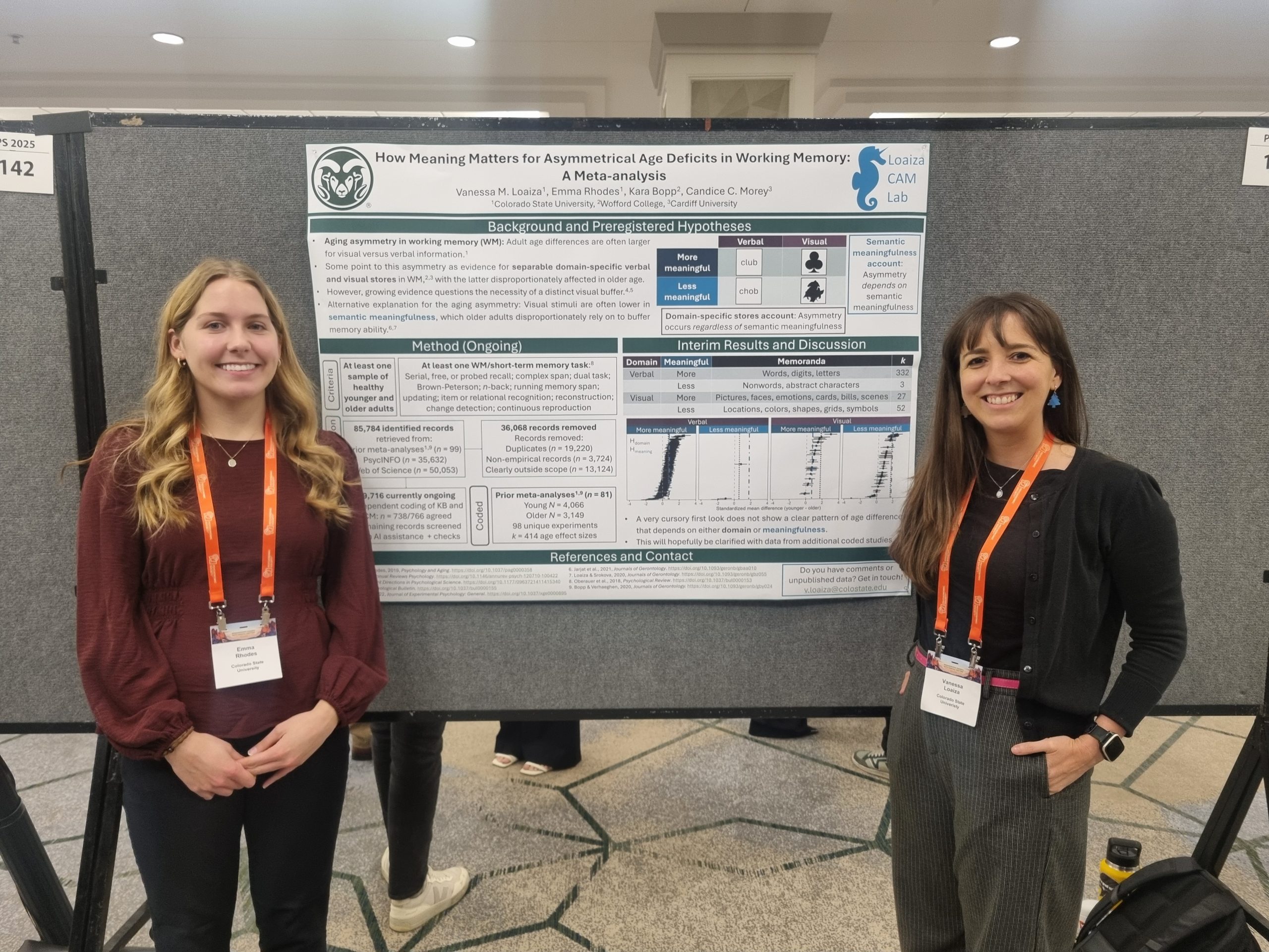 Vanessa and Emma present their poster at Psychonomics 2025